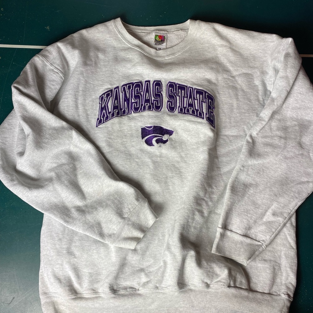 Vintage Kansas State Wildcats Fruit of Loom Super Cotton Sweater 2XL